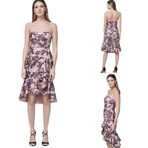 Aidan Mattox Rose Pink Strapless Sweetheart Neck Floral Wrap Dress Size 12